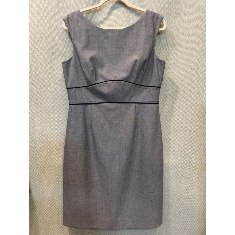 Antonio Melani Grey Sleeveless Sheath Dress Empire Waist Size 10